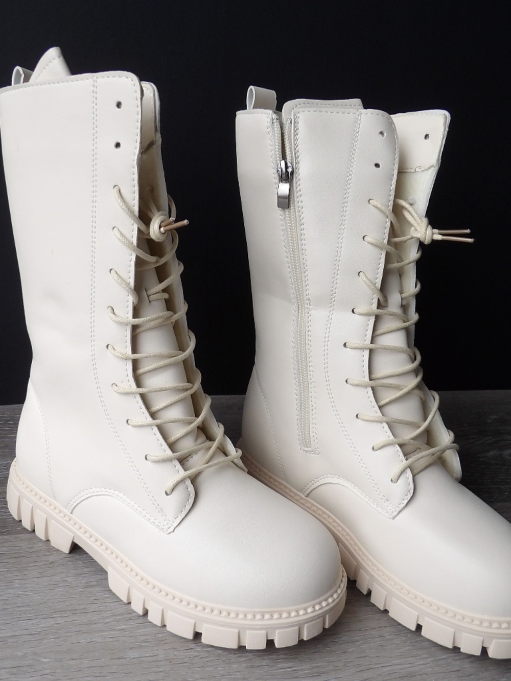 Beige combat boots